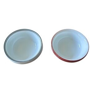 Corelle White Bowls with Red and Black Trim x7